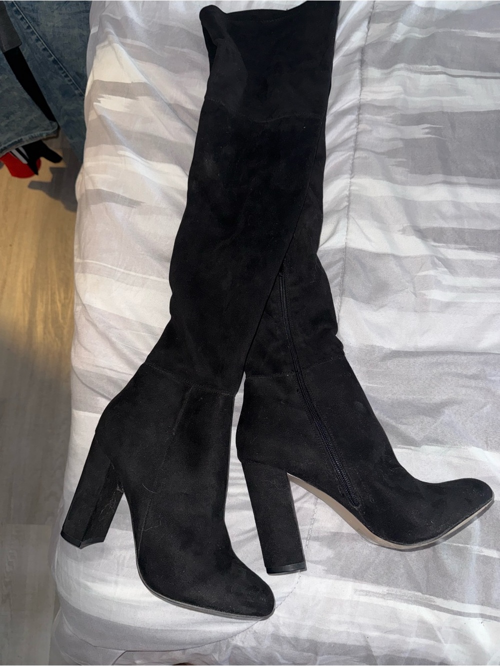 Aldo Black Over-The-Knee Block Heel Boots